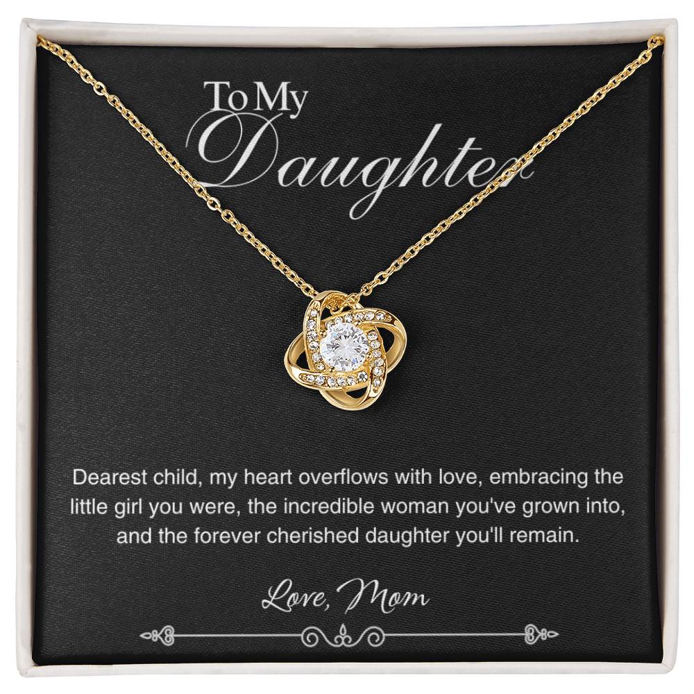 To My Daughter - My Heart Overflows With Love - Love Knot Necklace