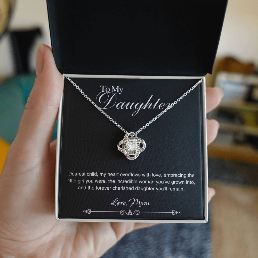 To My Daughter - My Heart Overflows With Love - Love Knot Necklace