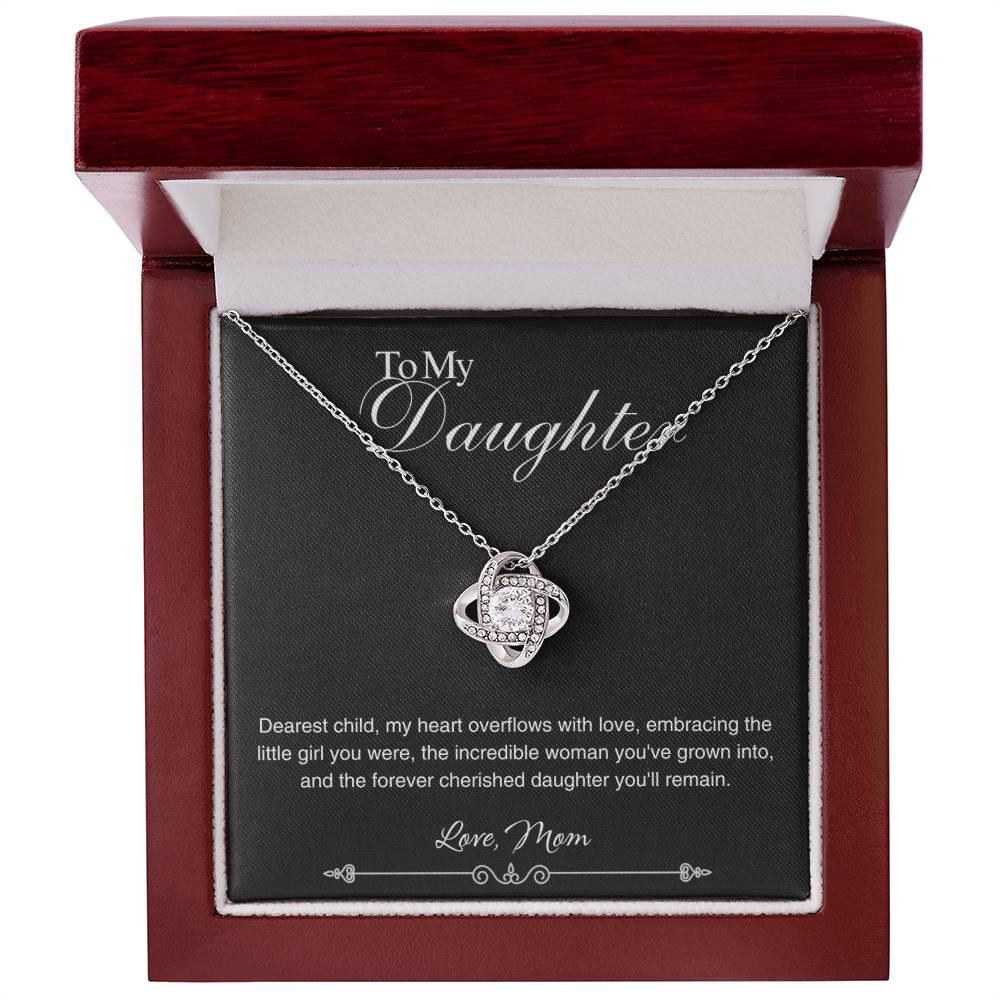 To My Daughter - My Heart Overflows With Love - Love Knot Necklace