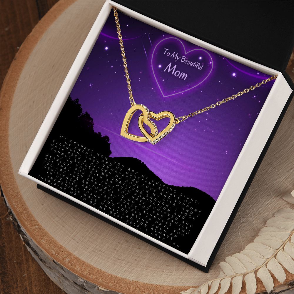 To My Beautiful Mom - You Are My Guiding Light - Interlocking Hearts Necklace