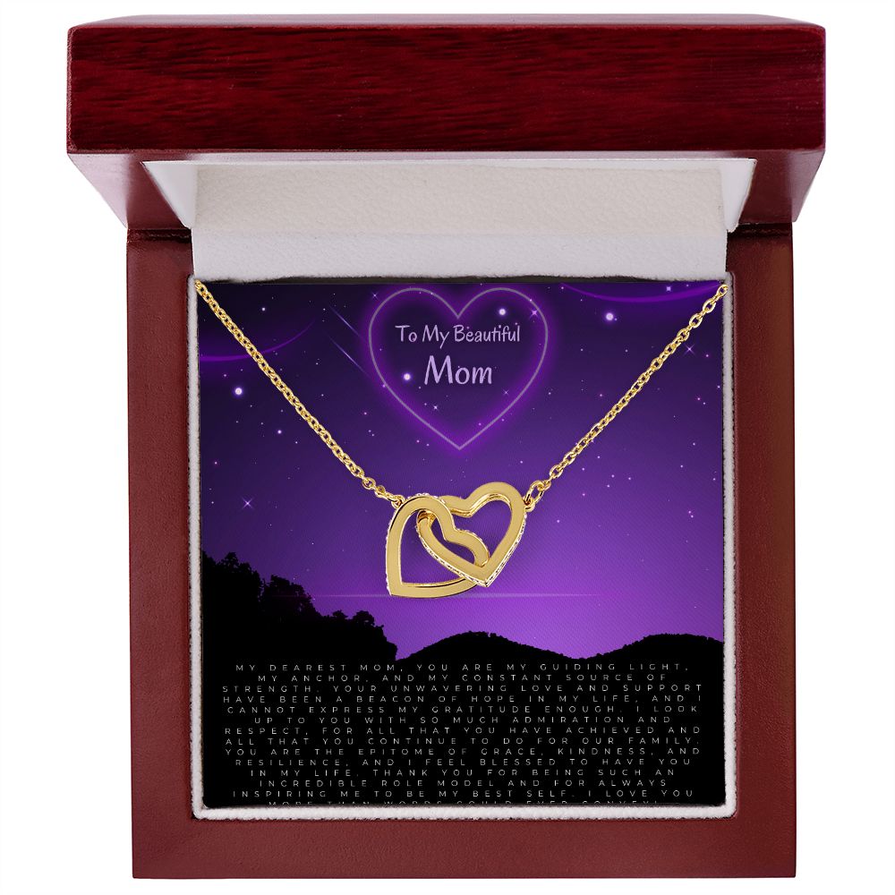 To My Beautiful Mom - You Are My Guiding Light - Interlocking Hearts Necklace