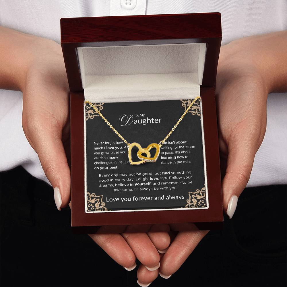 To My Daughter - Life Isn't About Waiting - Interlocking Hearts Necklace