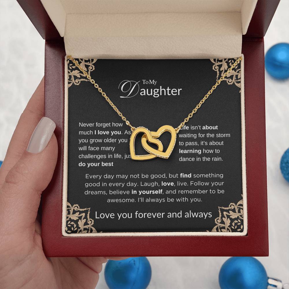 To My Daughter - Life Isn't About Waiting - Interlocking Hearts Necklace