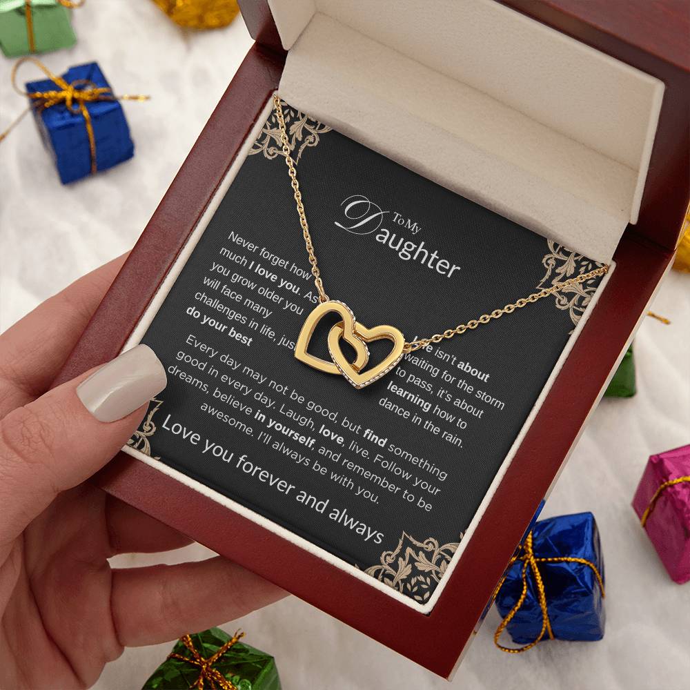 To My Daughter - Life Isn't About Waiting - Interlocking Hearts Necklace