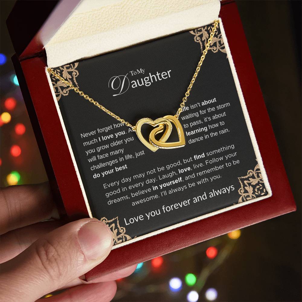 To My Daughter - Life Isn't About Waiting - Interlocking Hearts Necklace