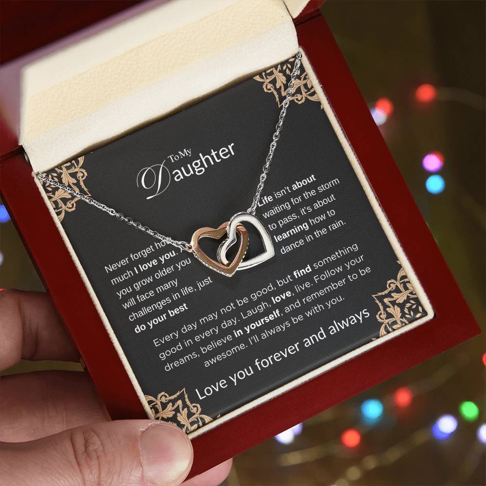 To My Daughter - Life Isn't About Waiting - Interlocking Hearts Necklace